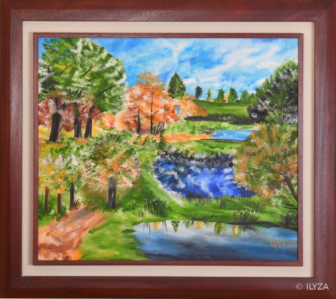 L’étang d’été, Huile, 80 × 90 cm · ILYZA