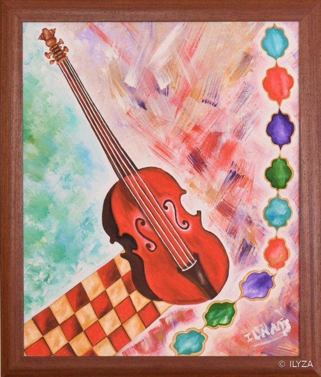 Le violon rouge, Huile, 70 × 55 cm · ILYZA