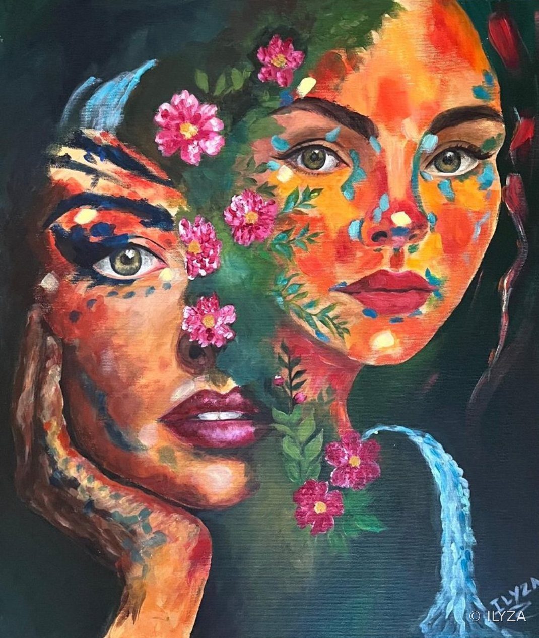 Mémoire d’eau, Acrylique, 52 × 45 cm · ILYZA